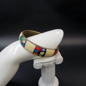 Vintage MCM Ebamel Mosaic Brass Bangle Braclet